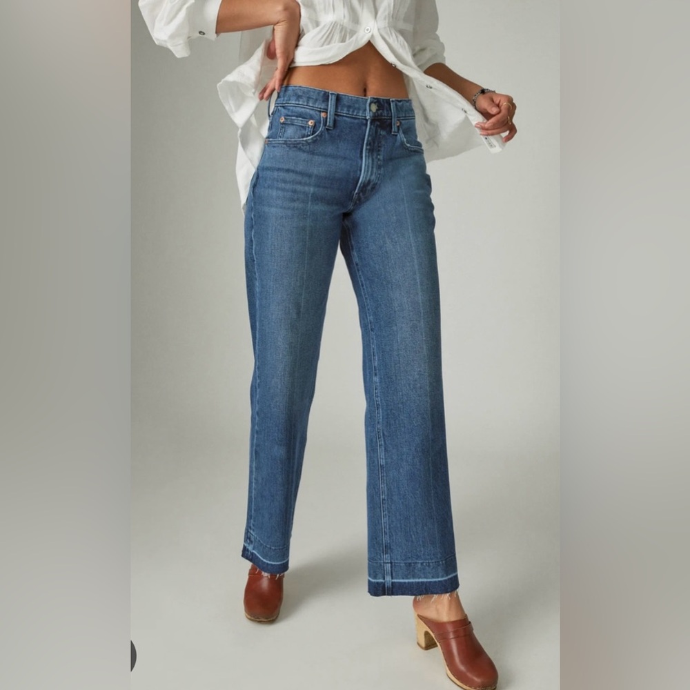 NWOT Lucky Brand high rise wide leg dark wash jeans size 24 in